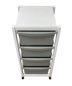 Carrello "millenium" bianco e tortora in legno e plastica, 36,5x37,5x82 cm